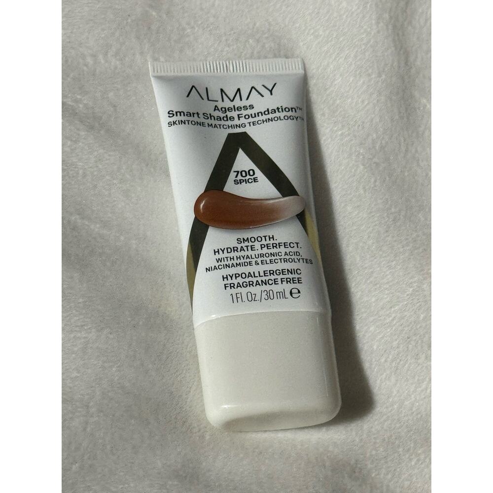 Almay Ageless Smart Shade Foundation 700 Spice 1 oz Hyaluronic Acid Niacinamide